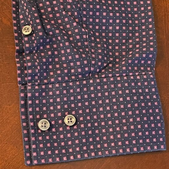 Hugo Boss Mens Slim Fit Purple Patterned Cotton Button-Up Shirt Size 41/16 - Picture 10 of 14